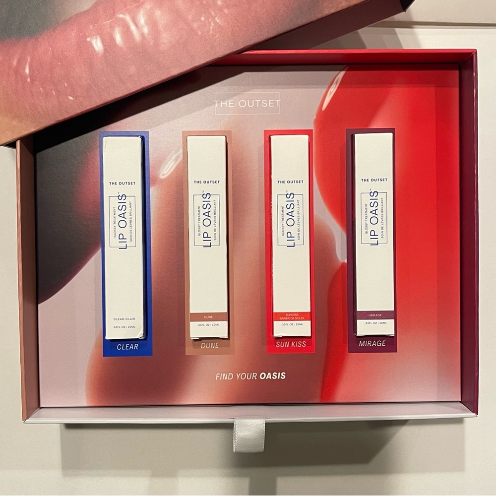 Lip Oasis Hydrating Lip Glossy Treatment Set — Clear, Dune, Sun Kiss, Mirage